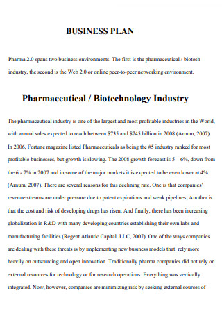 Pharma Biotech Business Plan
