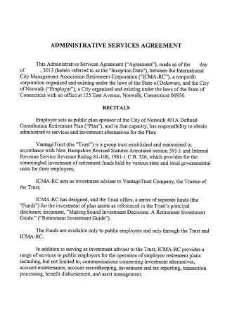 Printable Administrative Services Agreement
