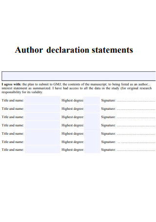 Printable Authors Declaration Statements