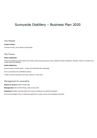 Printable Distillery Business Plan