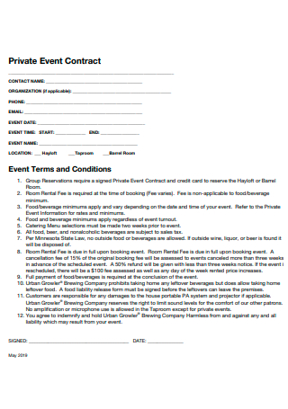 Private Event Contract Example