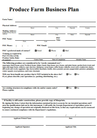 Produce Farm Business Plan