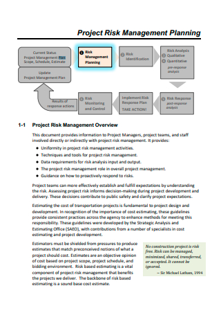 Project Risk Management Planning Example