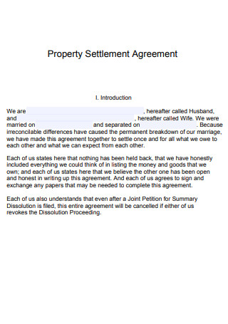 Property Settlement Agreement