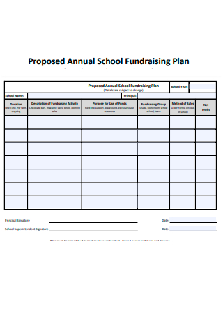 Proposed Annual School Fundraising Plan