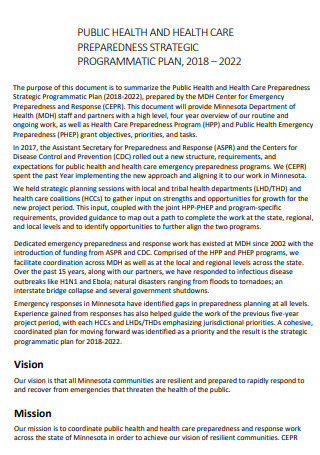 Public Health and Health Care Preparedness Strategic Plan