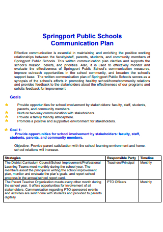 Public School Communication Plan