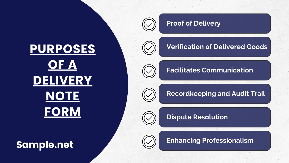 Purposes of a Delivery Note Form