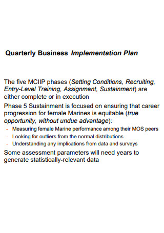 Quarterly Business Implementation Plan