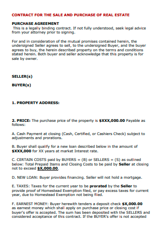 Real Estate Purchase and Sale Contract