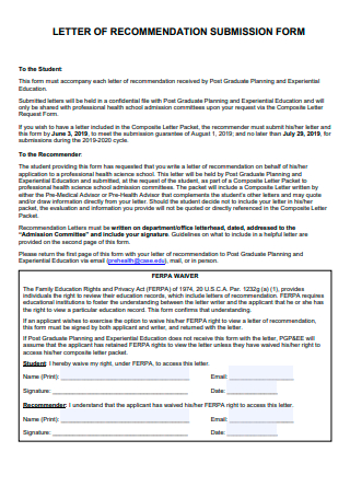 Recommendation Submission Form Letter