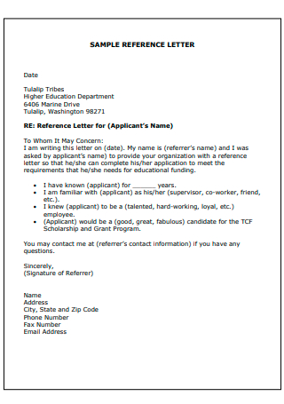 Reference Letter in PDF