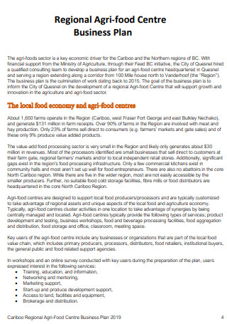 Regional Agri food Centre Business Plan