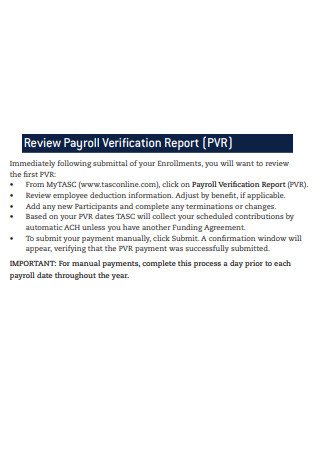 Review Payroll Verification Report