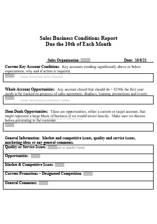 Sales Business Conditions Report