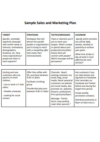 Sales and Marketing Plan