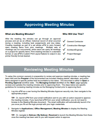 Sample Approving Meeting Minutes