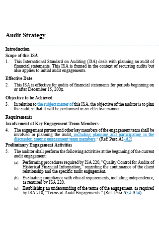 Sample Audit Strategy
