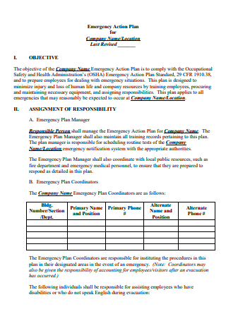 Sample Company Emergency Action Plan
