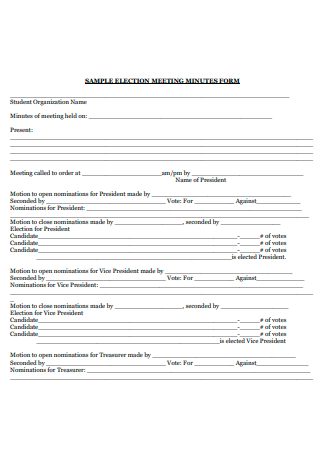Sample Election Meeting Minutes Form
