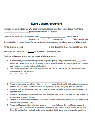 Sample Event Vendor Agreement