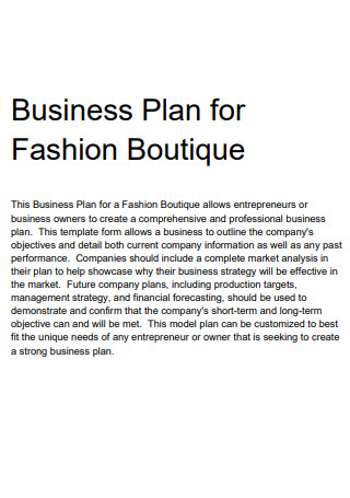 business plan for an online boutique