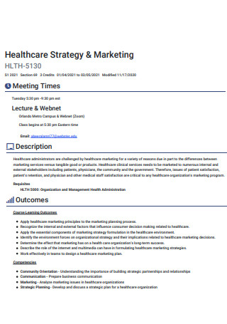 Sample Healthcare Marketing Plan