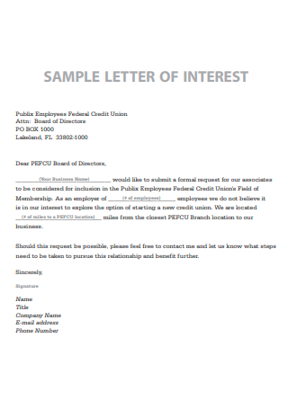 Sample Letter of Interest Template