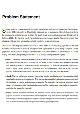 Sample Quality Problem Statement