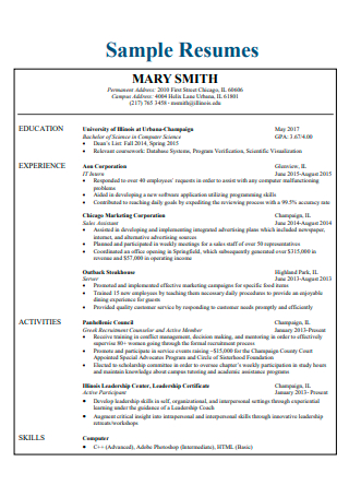 Sample Resume in PDF