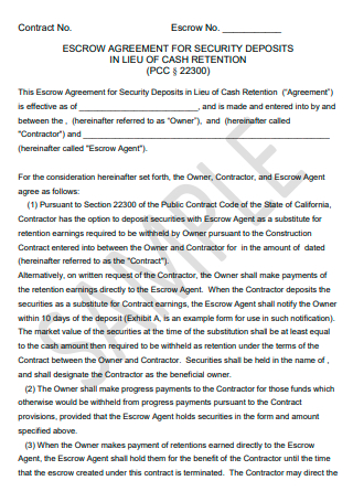 Sample Security Deposit Agreement