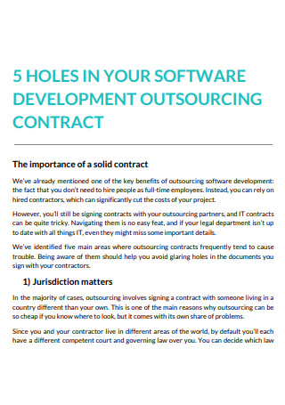 Sample Software Development Outsourcing Contract
