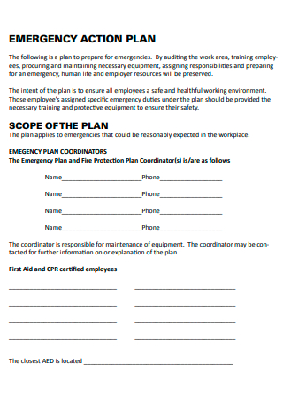 Sample Workplace Emergency Action Plan