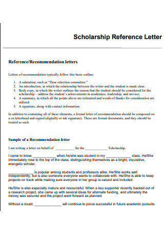 Scholarship Reference Letter