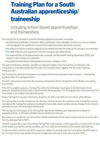 School Apprenticeship Training Plan