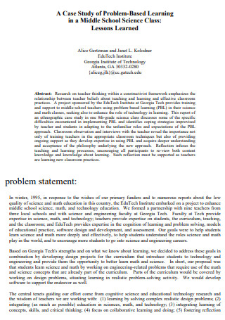 statement of the problem example case study