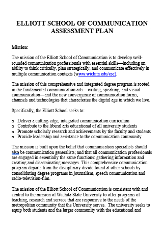 School Communication Assessment Plan