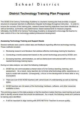 School District Technology Training Plan Proposal