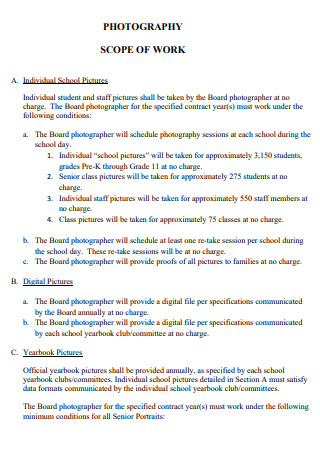 School Photography Control Scope of Work