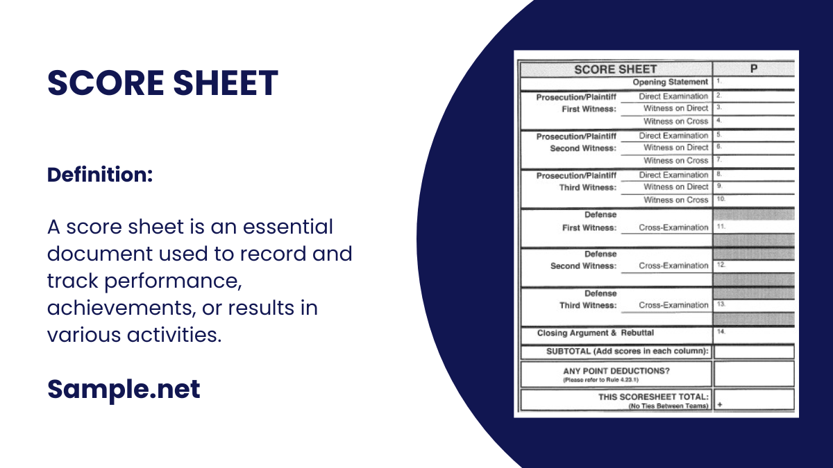 score sheet