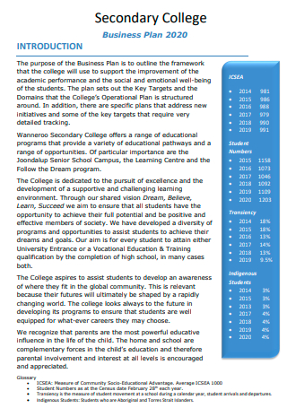 Secondary College Business Plan