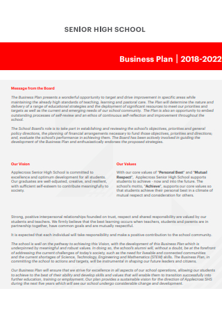 Senior High School Business Plan