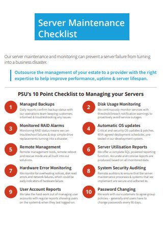 Server Maintenance Checklist