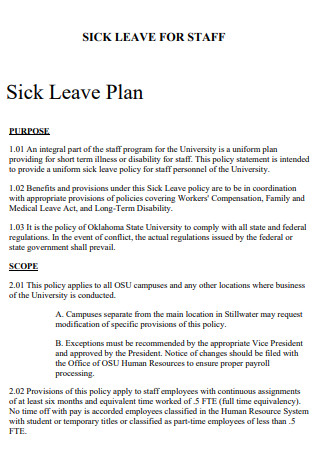 Sick Leave Plan for Staff