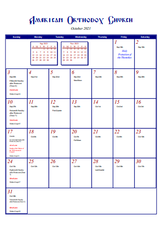 Simple Church Calendar