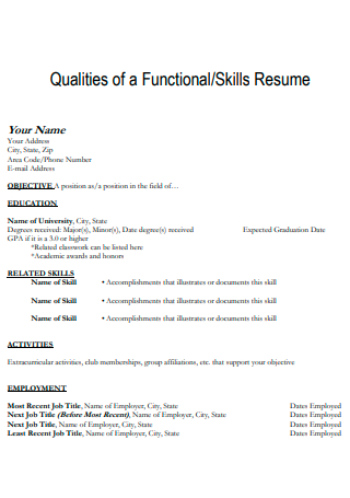 Skills Resume