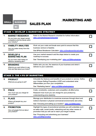 Small Business Marketing and Sales Plan