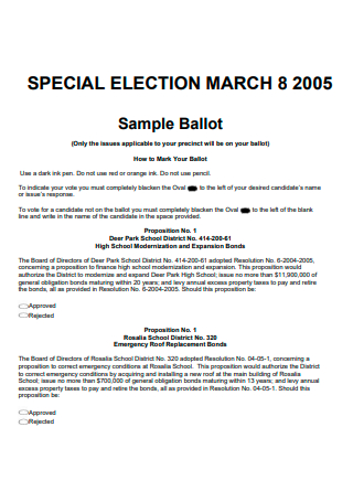 Special Election Ballot