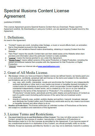 Spectral Illusions Content License Agreement