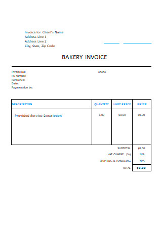Standard Bakery Invoice